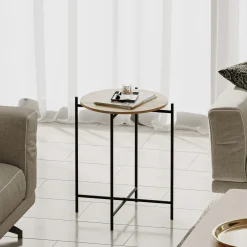 Petite table en bois ronde - structure métal noir JENA