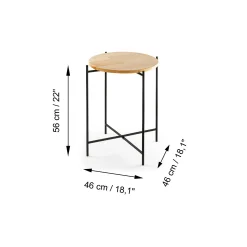 Petite table en bois ronde - structure métal noir JENA