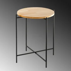 Petite table en bois ronde - structure métal noir JENA