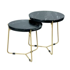 Petite table gigogne en marbre noir (lot de 2) DUOMO