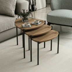 Petite table gigogne moderne effet noyer (lot de 3) JENA
