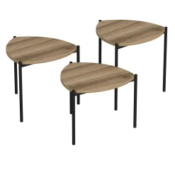 Petite table gigogne moderne effet noyer (lot de 3) JENA