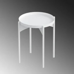 Petite table ronde blanche design & plateau assorti SFAX