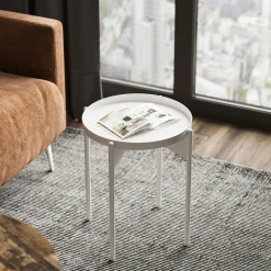 Petite table ronde blanche design & plateau assorti SFAX