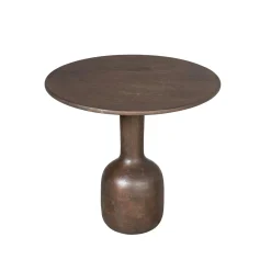 Petite table ronde bois foncé pied bouteille ALMA