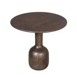 Petite table ronde bois foncé pied bouteille ALMA