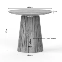 Petite table ronde bois gris à pied rainuré CALERO
