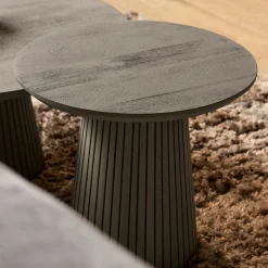 Petite table ronde bois gris à pied rainuré CALERO