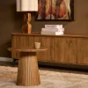 Petite table ronde bois à pied rainuré CALERO
