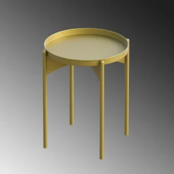 Petite table ronde dorée design & plateau assorti SFAX