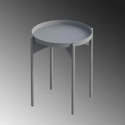 Petite table ronde grise design & plateau assorti SFAX