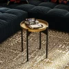 Petite table ronde noire design & plateau doré SFAX