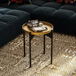 Petite table ronde noire design & plateau doré SFAX