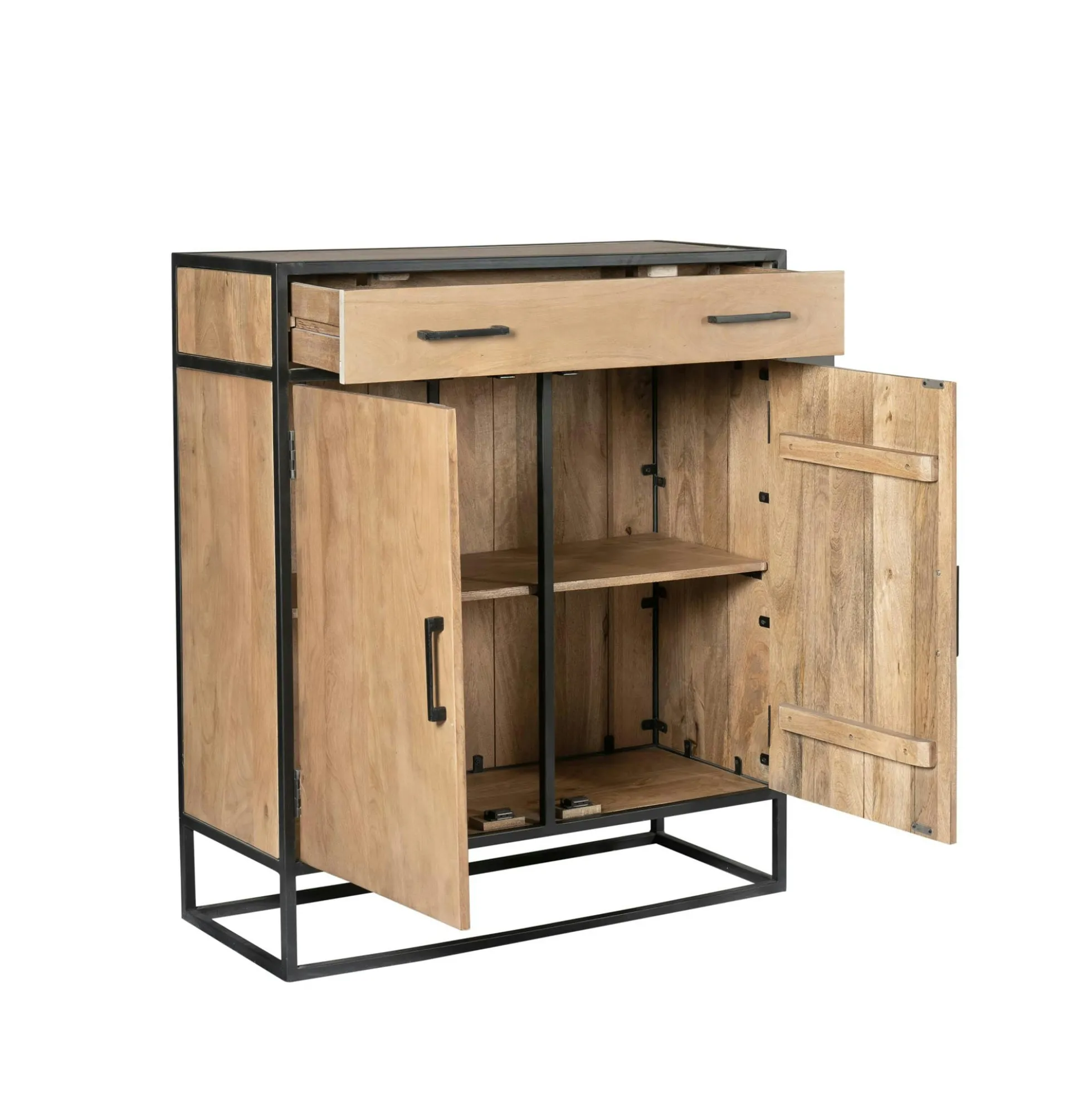 Petit meuble d'entrée en bois clair 2 portes RIVANO