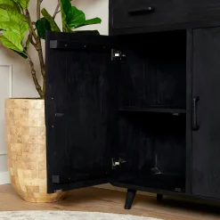 Petit meuble d'entrée en bois noir 2 portes ALMA