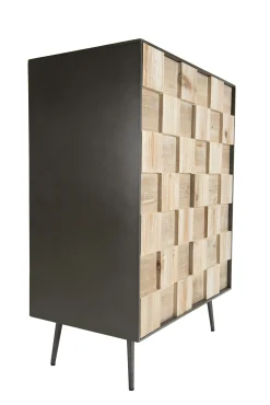Petit meuble de rangement bois de sapin damier CARPATES