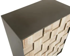Petit meuble de rangement bois de sapin damier CARPATES