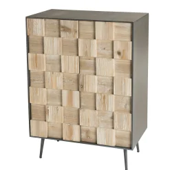 Petit meuble de rangement bois de sapin damier CARPATES