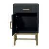 Petit meuble de rangement noir motif damier LEOPOLD
