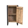 Petit meuble de rangement 1 porte bois clair métal noir MILORA