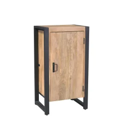 Petit meuble de rangement 1 porte bois clair métal noir MILORA
