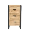 Petit meuble de rangement 3 tiroirs bois clair métal noir MILORA