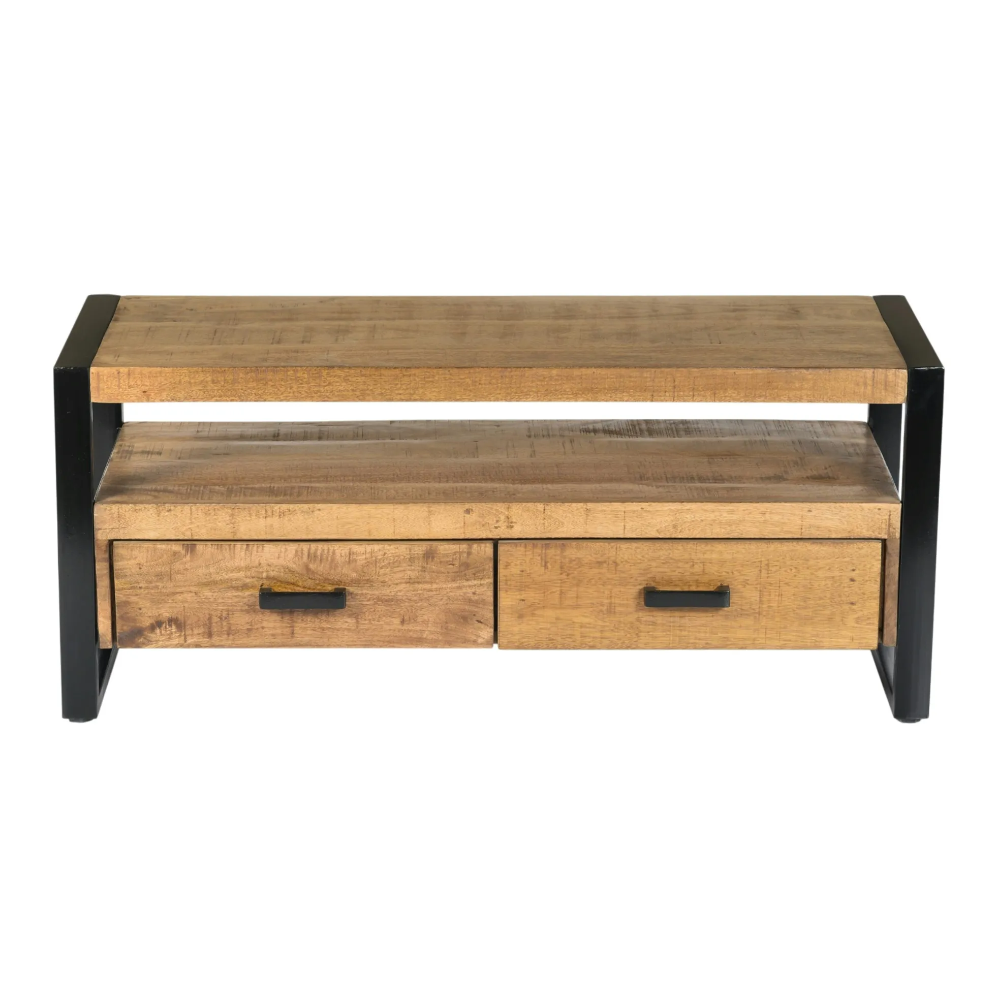 Petit meuble TV bois métal à double plateau KARGO