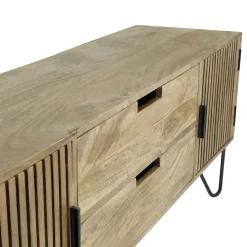 Petit meuble tv en bois de manguier strié DELHI