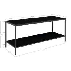 Petit meuble TV noir minimaliste - design à 2 niveaux TALLINN