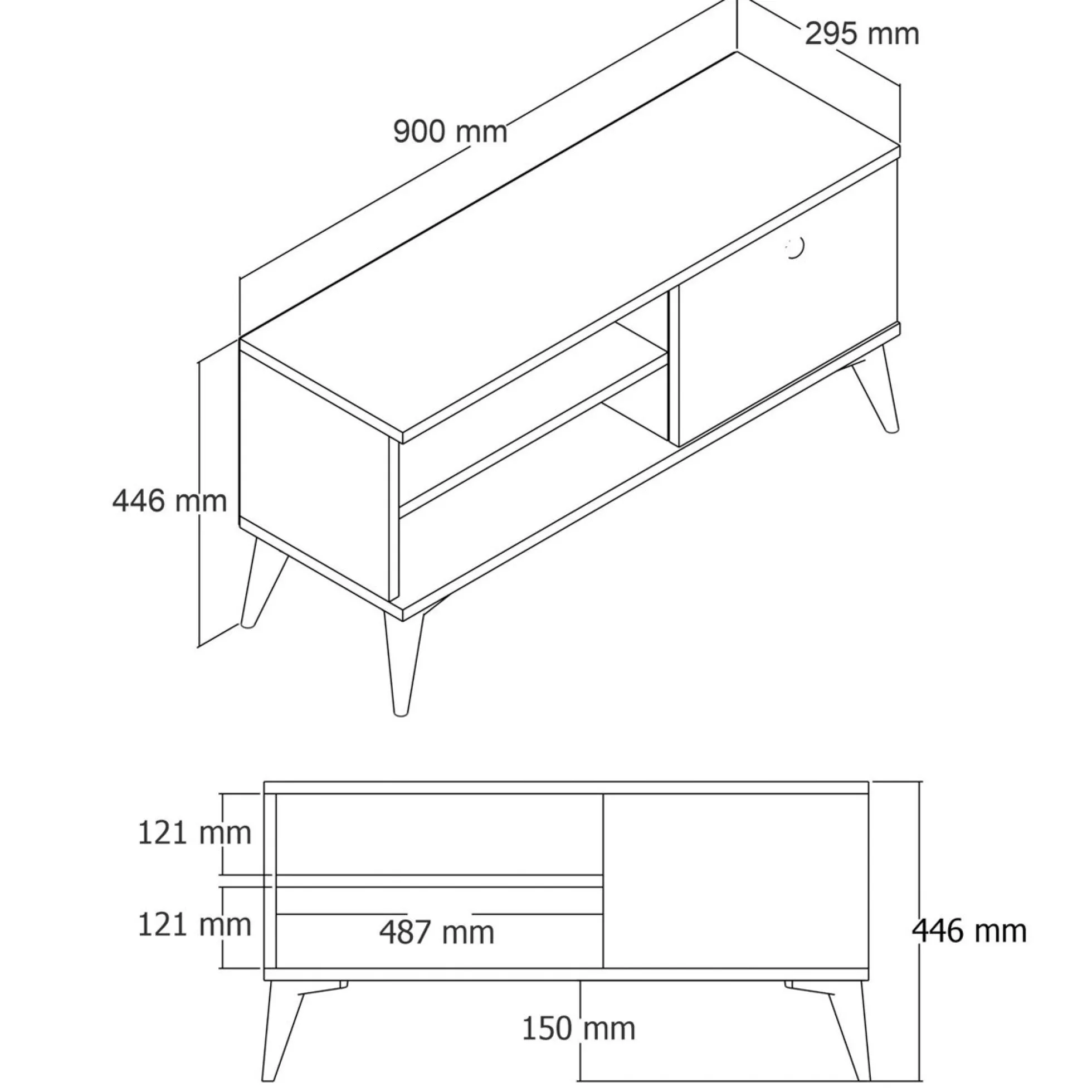 Petit meuble TV scandinave décor bois clair 1 porte UMEA