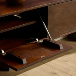 Petit meuble TV suspendu bois foncé 2 portes JUNO