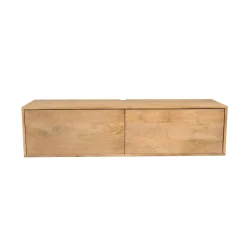 Petit meuble TV suspendu bois clair 2 portes JUNO
