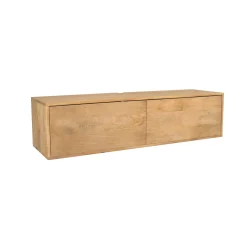 Petit meuble TV suspendu bois clair 2 portes JUNO