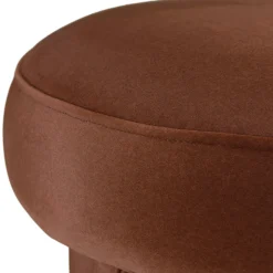 Petit pouf forme design en tissu effet velours marron COLOMBUS