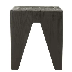 Petit tabouret pin recyclé noir CRACOVIE