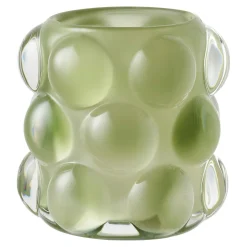 Photophore en verre à gros pois (1 vert, 1 beige)