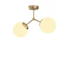 Plafonnier design métal doré 2 globes verre dépoli SIERRE