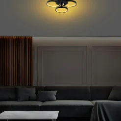 Plafonnier LED noir moderne – 3 anneaux VIESTE