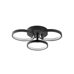 Plafonnier LED noir moderne – 3 anneaux VIESTE