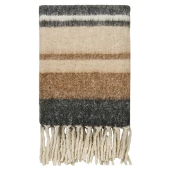 Plaid canapé gris, marron et sable à franges FALLON