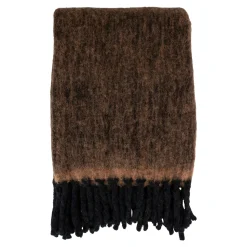 Plaid canapé marron - franges noires, 130x170 cm FALLON