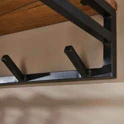 Portemanteau mural en bois d'acacia 6 patères + 1 tringle TRIBECA