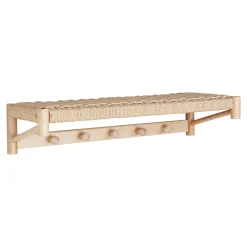 Portemanteau mural style scandinave en bois de peuplier et corde TALLINN
