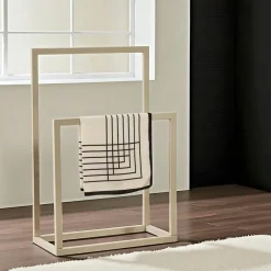 Porte-serviettes sur pied - 2 barres taupe, style design SFAX