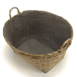 Pot de fleurs ovale bambou et béton avec anses HERCULE