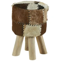 Pouf bois de teck peau LAMPANG