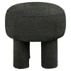Pouf bouclette gris charbon à pieds larges BERLIN