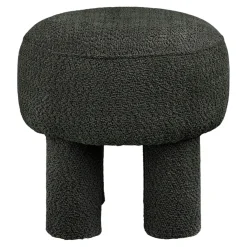Pouf bouclette gris charbon à pieds larges BERLIN