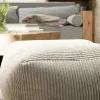 Pouf carré en velours côtelé gris perle TIM