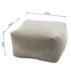 Pouf carré en velours côtelé gris perle TIM